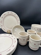 Longaberger Woven Traditions Pottery RED TRIM Plates Bowls Mugs ~USA~CHOOSE TYPE