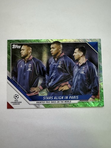 2021-22 Topps UEFA - Messi Mbappe Neymar Stars Align in Paris -Jade Edition Foil