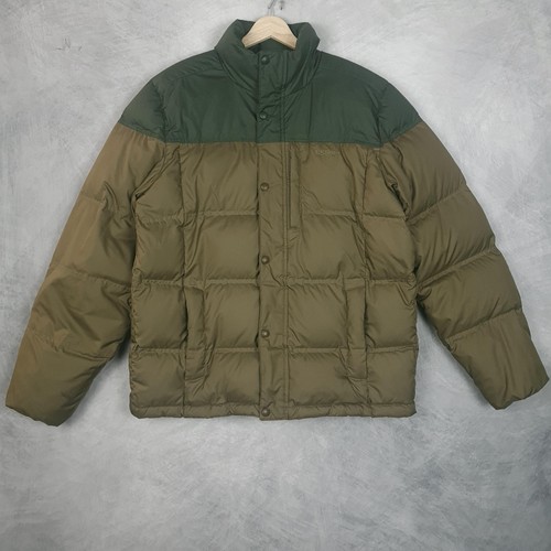LL Bean Puffer Jacket Mens Medium Green Trail Model 650 DownTek Water Repellent