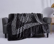 Luxury  Flannel Fleece Throw Mink Blanket Greek Geometric Double Sided Soft Warm