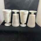 Vintage Set Of 4 Indiana Colony Harvest Grape Cluster Milk Glass Footed Tumblers