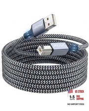 USB Printer Cable 20 Foot - Nylon Braided High Speed Long 20ft USB-A to USB-B
