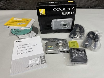 New Open Box* Nikon Coolpix S3300 16MP Digital Camera Silver - Kit