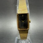 Seiko Tank Watch Women 13mm Black Dial gold Tone Rectangle 2E20-5689 New Battery