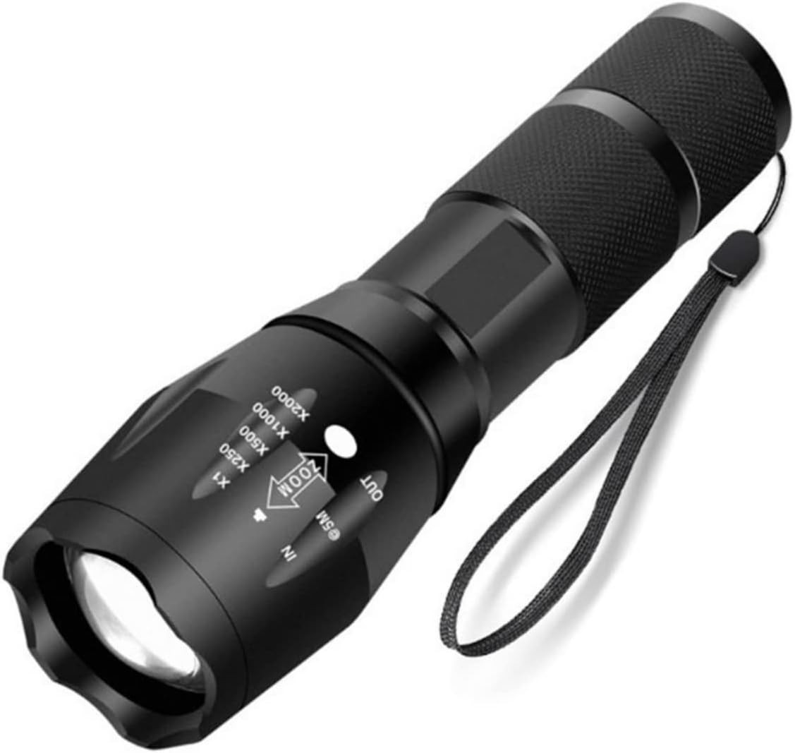 LED Battery Powered Zoom Torch, Super Bright 2000 Lumen Tactical Hand Flashlight