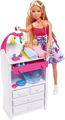 Simba Steffi Love Puppe Schwangere mit Zwillingen Wickeltisch Badewanne 3+