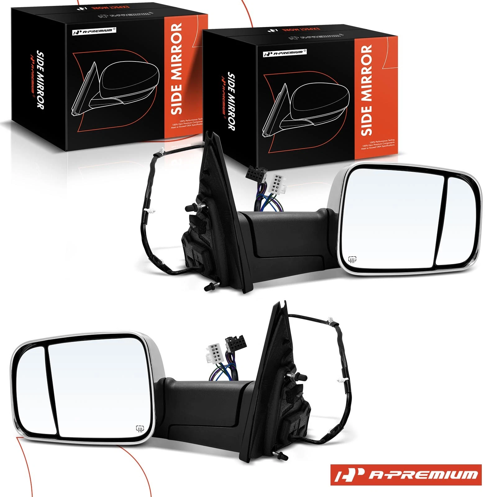 A-Premium Pair Power Towing Mirror w/ Manual Fold Signal for Ram 1500 2019-2021