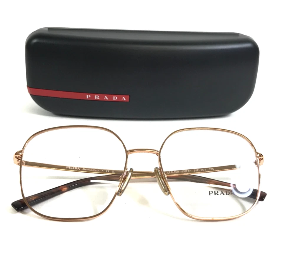 Prada Eyeglasses Frames VPRA59 ZVF-1O1 Rose Gold Square Wire Rim 53-17-135 - Image 2 of 4