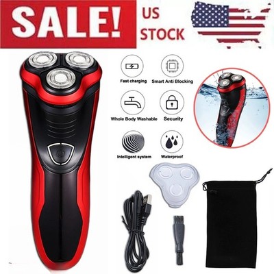 Men's Razor Rotary Waterproof Electric Shaver Pop-Up Trimmer Wet Dry Cordless