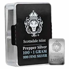 Scottsdale Mint 1 Gram Silver Bars-5 Pack 5 Grams .999 Fine Silver-FREE SHIPPING