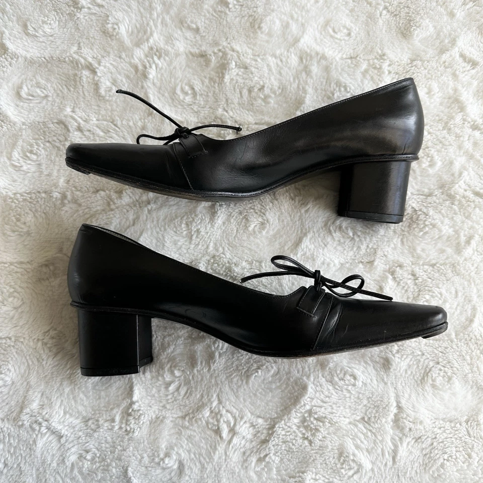 "Tacones de gatito Sigerson Morrison para mujer 6 cuero negro ballet 1,75"" arco Italia" Foto 3 de 4