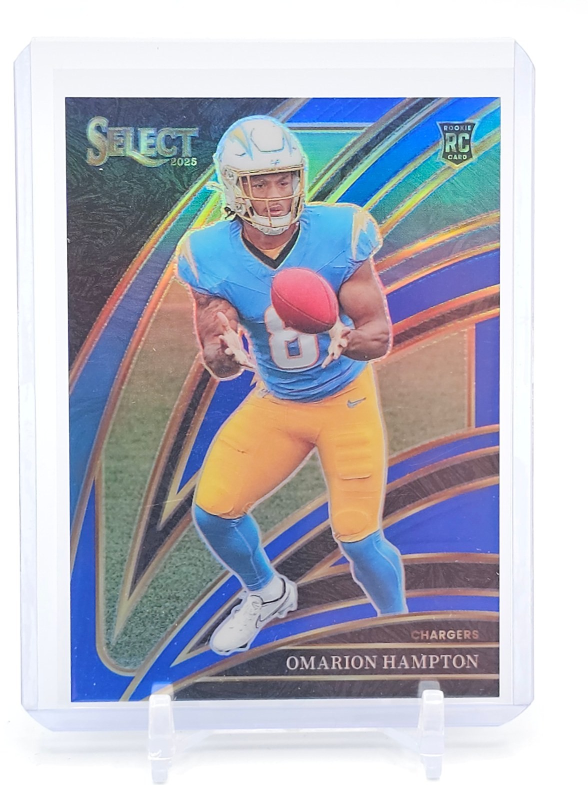 OMARION HAMPTON 2025 SELECT BLUE PRIZM CLUB LEVEL ROOKIE /99 #202 Q2215