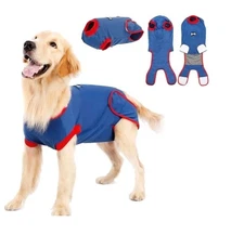 Blue Large Recovery Surgery Suit for Dogs Doglemi Elastic Cuff Collar Cotton