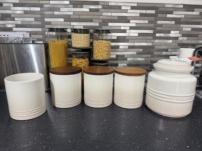 Le Creuset Neu Baiser 3x 1,1L Vorratsgläser/Utensilienhalter/Keksdose UVP 201£