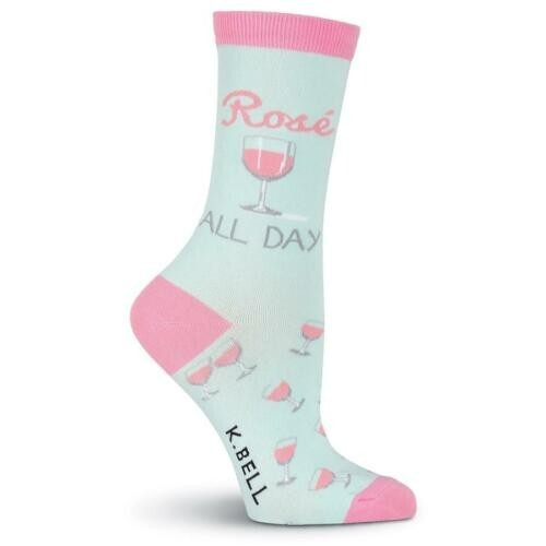 Calcetines Rose Todo el Día Para Mujer Crew Talla 9-11 Lt Azul K Campana Beber Vino Moda Nuevos - Imagen 1 de 1
