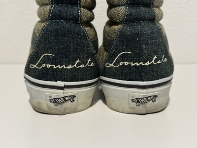 2006 VANS SK8-Hi LX LOOMSTATE SKATE SHOES SZ 8.5 BLUE DENIM POLKA DOTS SNEAKERS 2006 VANS SK8-Hi LX LOOMSTATE SKATE SHOES SZ 8.5 BLUE DENIM  main image 2