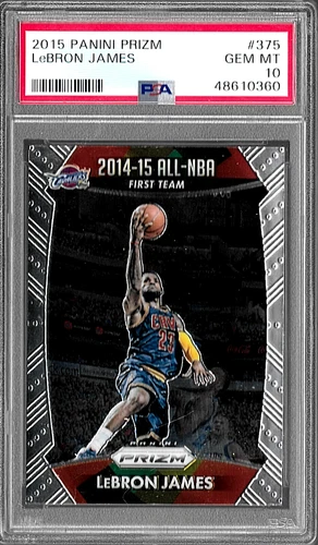 2015 PANINI PRIZM BASKETBALL CARD #375 LEBRON JAMES PSA 10 CLEVELAND CAVALIERS
