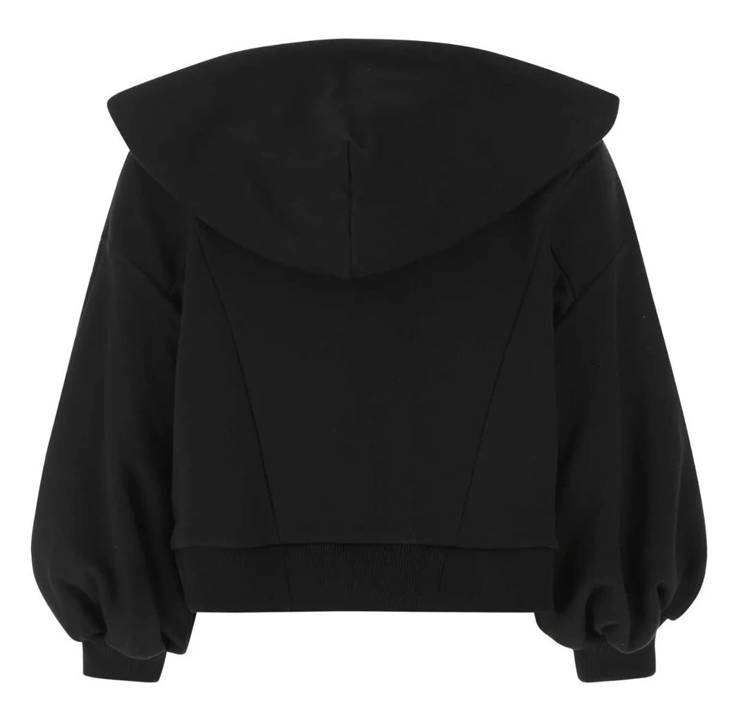 【関税&送料込】Alexander Mcqueen Black Cotton Hoodie NWT ALEXANDER MCQUEEN Cotton Drawstring Hoodie 44 8 Black