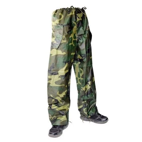 U.S. Military Woodland Camo Nylon Rain Pants, Rare NOS un-issued cond.,free ship