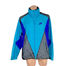Vintage 90s NIKE Gray-Tag Colorblock Windbreaker Jacket Hidden Hood XL