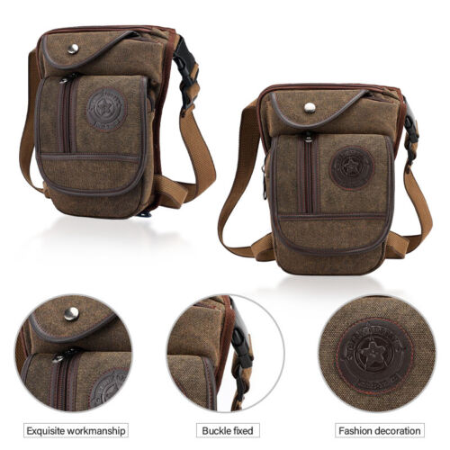 Motorcycle Outdoor Vintage canvas Drop Leg Bag Tactical Thigh Waist Fanny Pack - Picture 16 of 23
