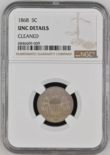 1868 Shield Nickel NGC UNC DETAILS - BEAUTIFUL LIGHT TONE LOOKS GEM!