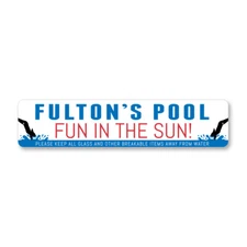 Custom Fun In The Sun Pool Metal Sign