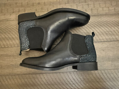 NAVYBOOT ANKLE BOOT BOOTIE Black SPECKLED Suede Italian Leather Size 38 /￼ 7.5