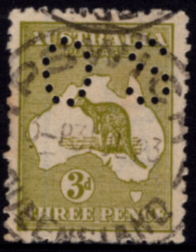 Australia Roos - 1915 3rd Wmk 3d OLIVE Die 1 SG O44 GU Cv £6 [D5961] - Bild 1 von 2