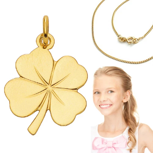 FACHHANDEL-DIREKT Glücks Kleeblatt Anhänger Echt Gold 333 mit Namen Gravur und Kette Silber 925 VG