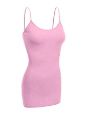 Womens Basic Spaghetti Strap Cami Camisole Tank Top Layer Plain Colors Pink XL