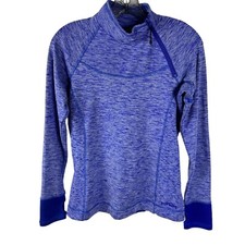 Eddie Bauer 1/4 Quarter Zip Pullover Sweatshirt Top Size Small Purple Thumbholes