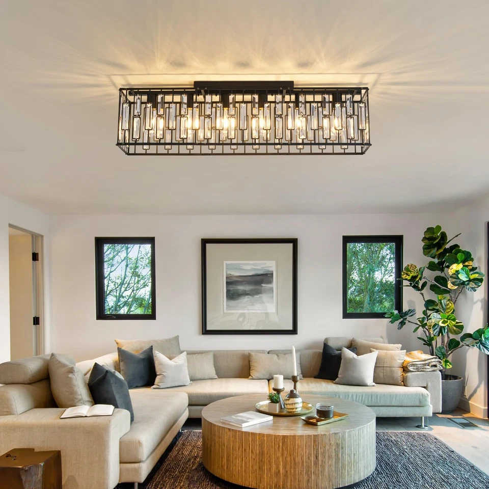 Modern Crystal Chandeliers Ceiling Light 6 Light for Living Room Kitchen Hallway - Image 2 of 4