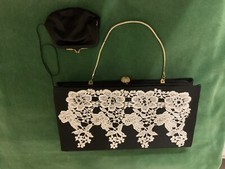 Vintage 1950's After Five Black Clutch Purse with Clasp
