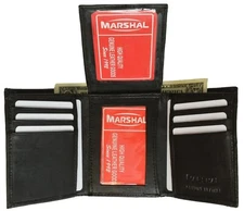 Genuine Leather Wallets For Men Trifold Wallet With Flip-Up ID RFID Blocking