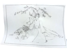 Tri-Chem Artex Romantic Victorian Couple Tole Picture To Paint 12 x 18" #8243