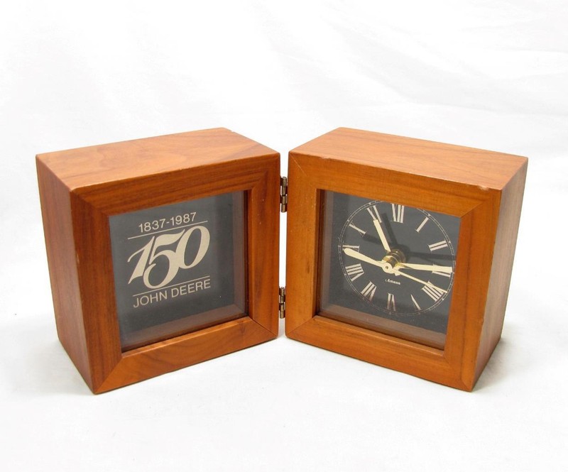 Rare John Deere 150 Years 1987 Amana Furniture Shop Wood Cube Clock Not Working