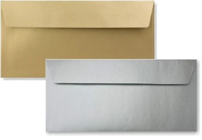 10 Gold + 10 Silver 20 Metallic DL envelopes 114 x 229mm peel & seal party xmas