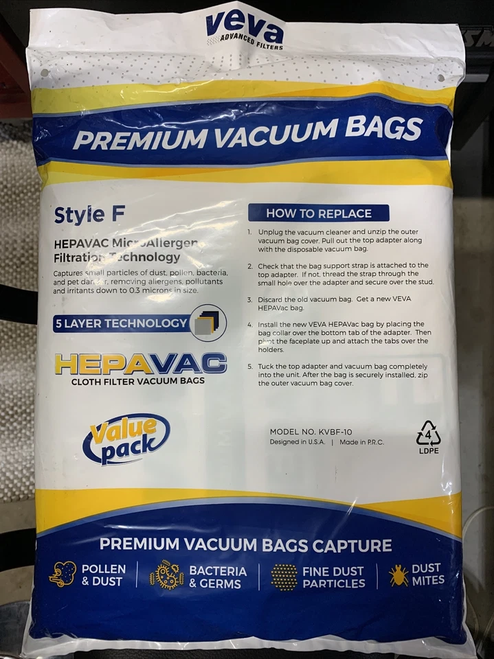 KIRBY Veva Vacuum Bags Style F HEPAVAC Filter Hepa Vac 15 Bags G# Sentria .03mic - Image 2 of 2