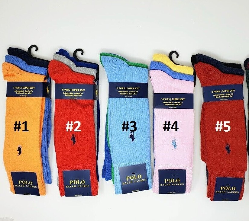 PONY Polo Ralph Lauren uomo super morbida maglia piatta confezione da 3 calzini 10 13 multicolore