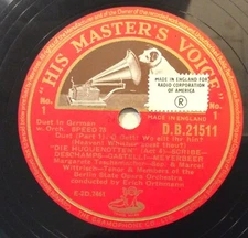 Margarete Teschemacher, Marcel Wittrisch – 78 rpm HMV DB21511: Huguenots-Duet 