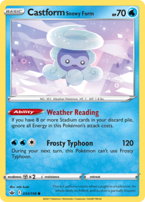 Castform Snowy Form 34/198 Common | Chilling Reign | Pokemon Card | eBay