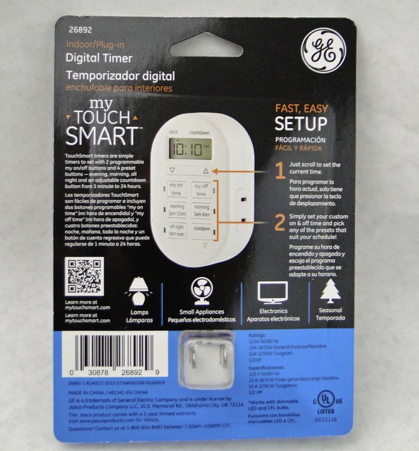 mytouchsmart indoor plug in digital timer white