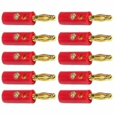 10x Audio Speaker Wire Cable Screw Banana Plug Connector Gold Plated Contact Red