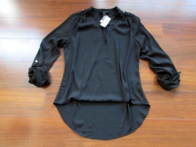 WHITE HOUSE BLACK MARKET ~ New! NWT 2 ~ Easy Surplice Wrap Tab Sleeve Blouse a89