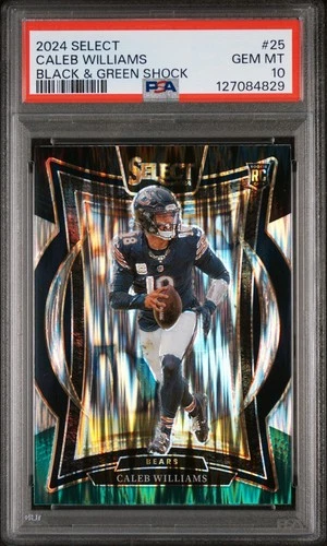 2024 Panini Select - Caleb Williams #25 Black & Green Shock Prizm (RC) PSA 10