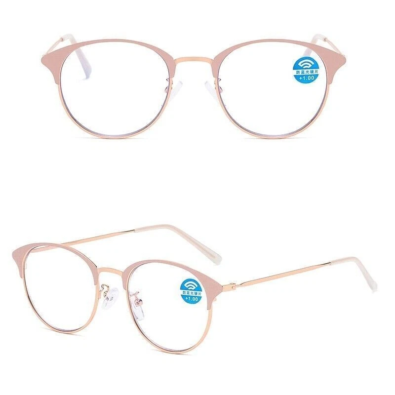 Gafas de lectura estilo retro para mujer marco de metal redondo anti-luz azul +1.0~4.0 Foto 4 de 4