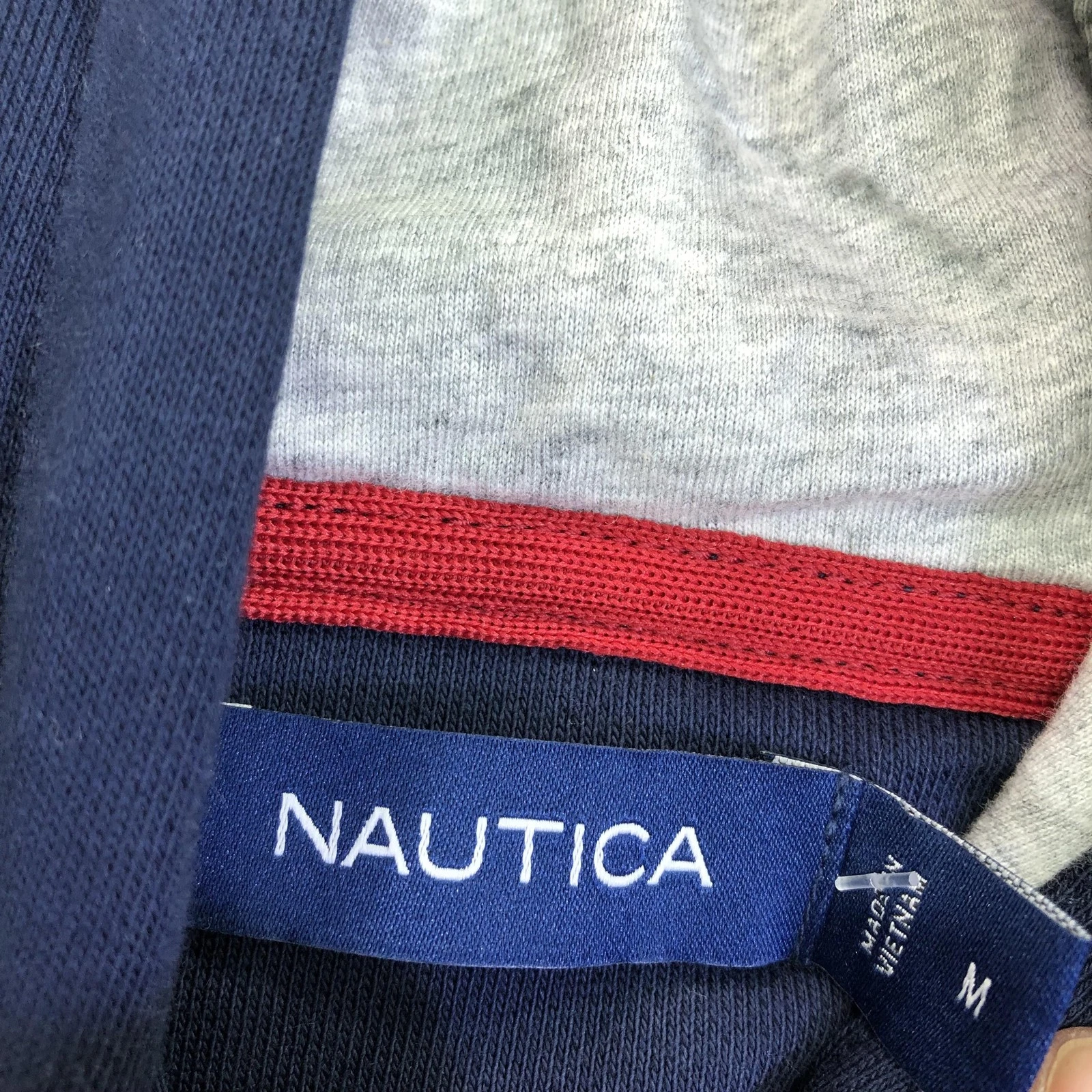 Nautica Hoodie Sweatshirt Mens Medium Blue Fleece Pullover Nautica EST 1983 Logo image 7