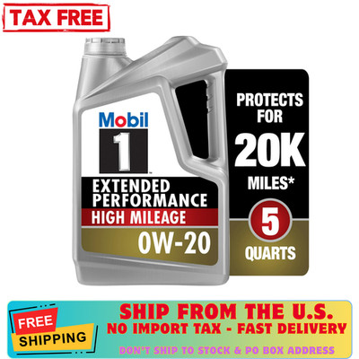 Mobil 1 Extended Performance High Mileage Full Synthetic Motor Oil 0W-20, 5 Qt.