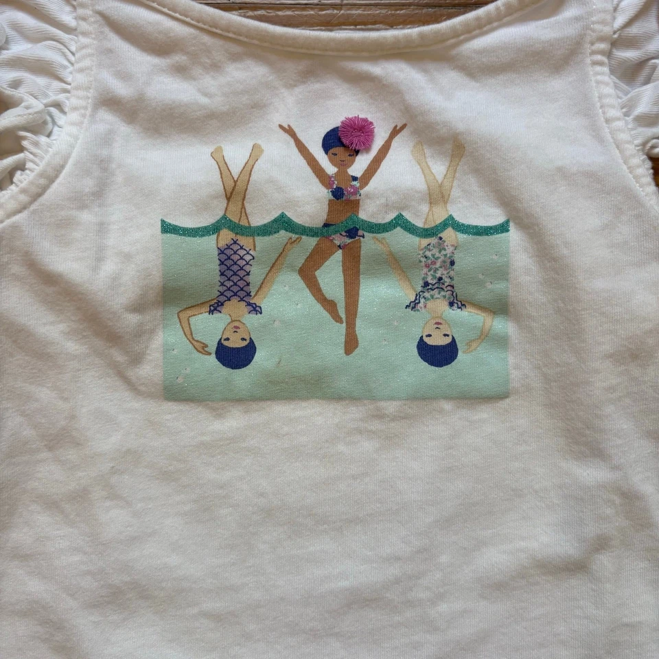 Janie and Jack Blanco Volantes Sin Mangas Verano Nadadores Gráfico Camisa TALLA 4 Foto 2 de 4